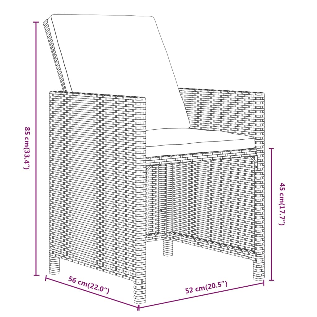 Set da Pranzo per Giardino 21pz con Cuscini in Polyrattan Beige | homemem39