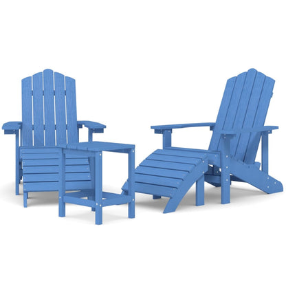 Sedie Giardino Poggiapiedi e Tavolo Adirondack HDPE Blu Acqua