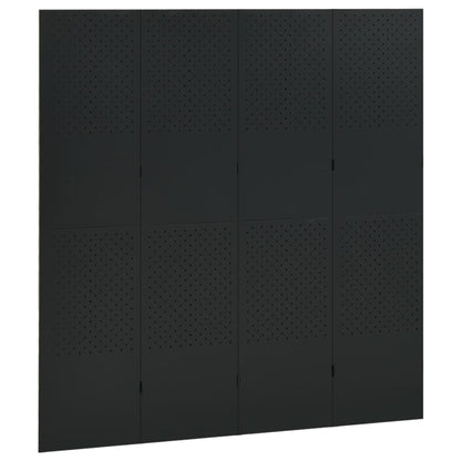 Paravento a 4 Pannelli 2 pz Nero 160x180 cm in Acciaio | homemem39