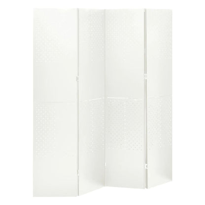 Paravento a 4 Pannelli 2 pz Bianco 160x180 cm in Acciaio | homemem39