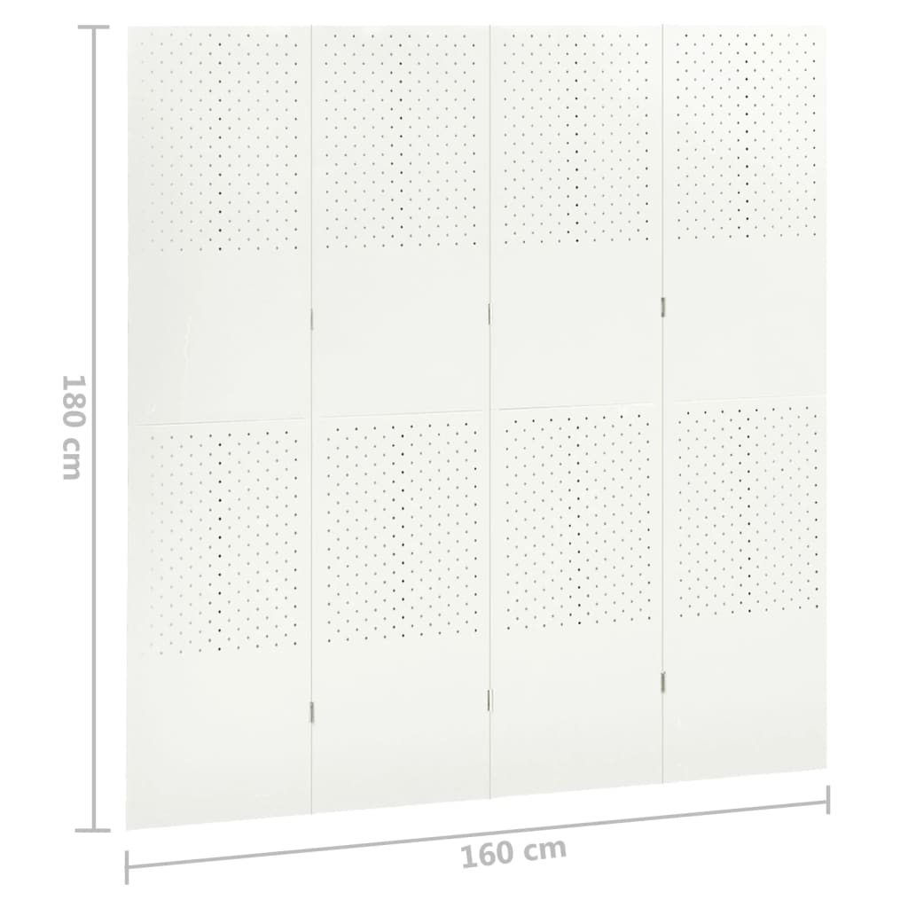 Paravento a 4 Pannelli 2 pz Bianco 160x180 cm in Acciaio | homemem39