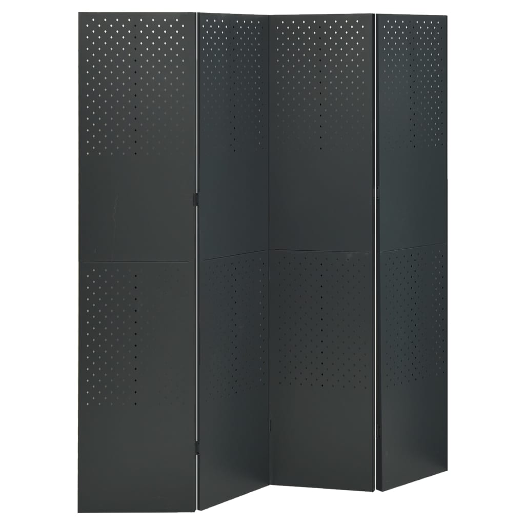 Paravento a 4 Pannelli 2 pz Antracite 160x180 cm in Acciaio | homemem39