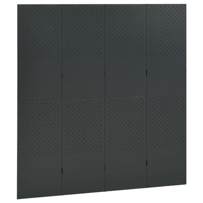 Paravento a 4 Pannelli 2 pz Antracite 160x180 cm in Acciaio | homemem39