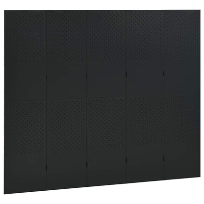 Paravento a 5 Pannelli 2 pz Nero 200x180 cm in Acciaio | homemem39