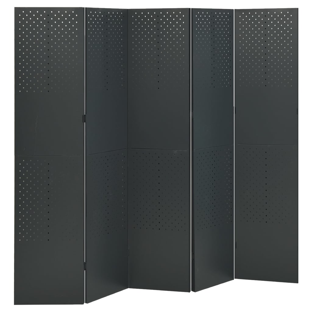 Paravento a 5 Pannelli 2 pz Antracite 200x180 cm in Acciaio | homemem39