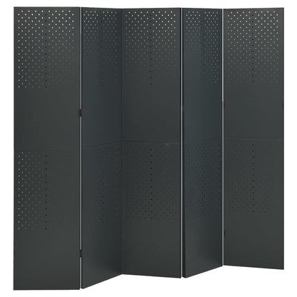 Paravento a 5 Pannelli 2 pz Antracite 200x180 cm in Acciaio | homemem39