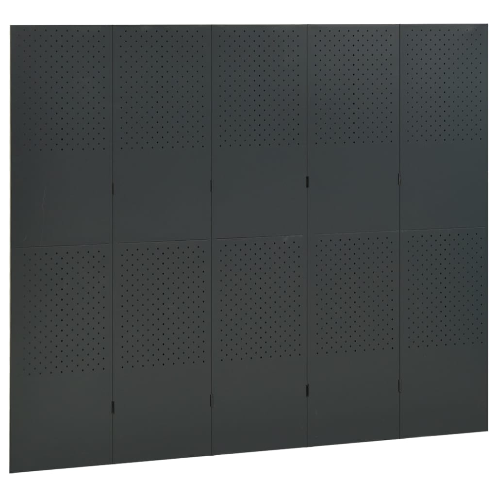 Paravento a 5 Pannelli 2 pz Antracite 200x180 cm in Acciaio | homemem39
