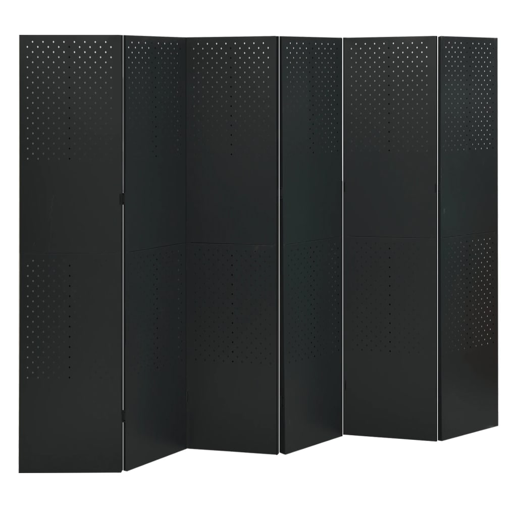 Paravento a 6 Pannelli 2 pz Nero 240x180 cm in Acciaio | homemem39