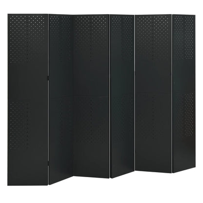 Paravento a 6 Pannelli 2 pz Nero 240x180 cm in Acciaio | homemem39