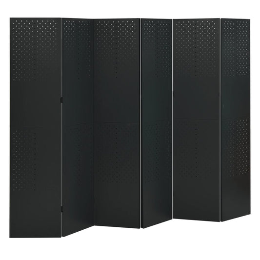 Paravento a 6 Pannelli 2 pz Nero 240x180 cm in Acciaio | homemem39