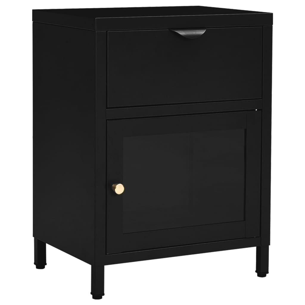 Comodini 2 pz Neri 40x30x54,5 cm Acciaio e Vetro - homemem39