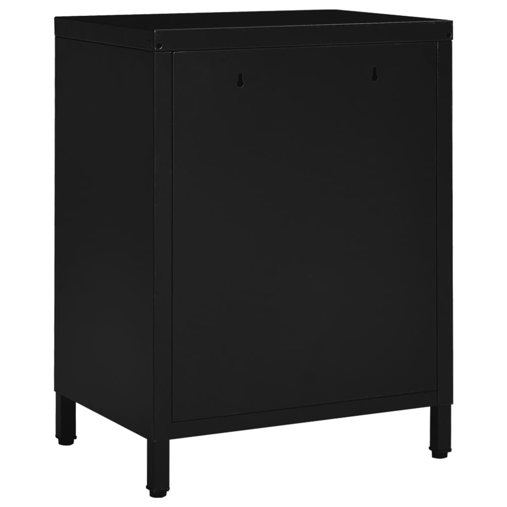 Comodini 2 pz Neri 40x30x54,5 cm Acciaio e Vetro - homemem39