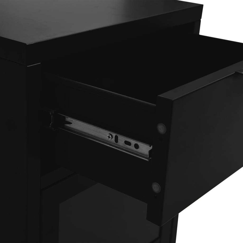Comodini 2 pz Neri 40x30x54,5 cm Acciaio e Vetro - homemem39