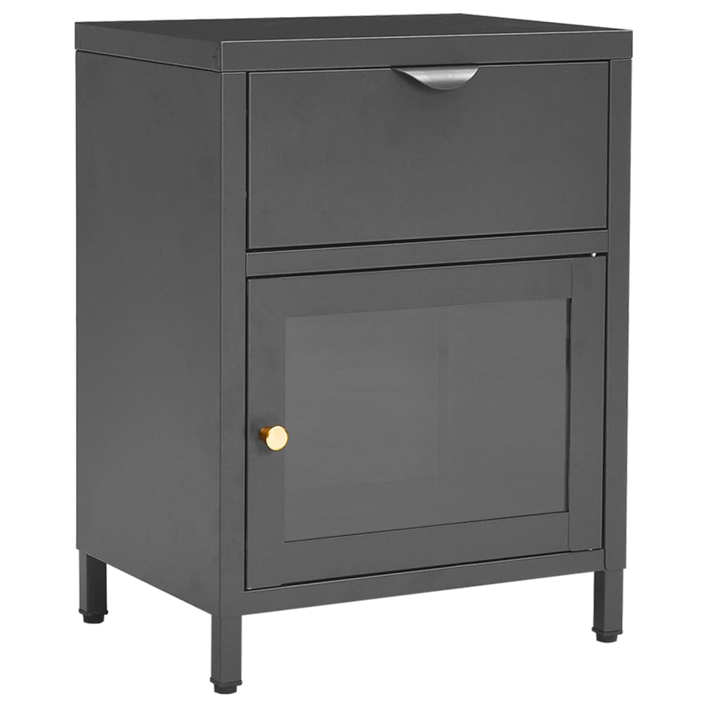 Comodini 2 pz Antracite 40x30x54,5 cm in Acciaio e Vetro | homemem39