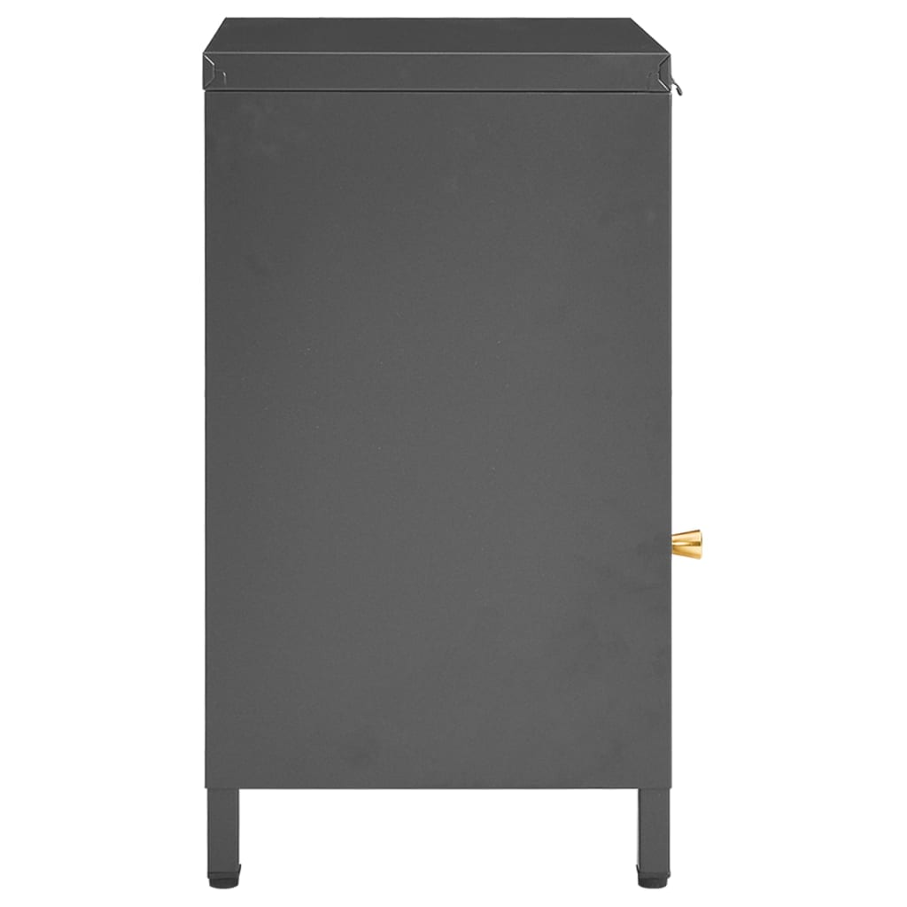 Comodini 2 pz Antracite 40x30x54,5 cm in Acciaio e Vetro | homemem39