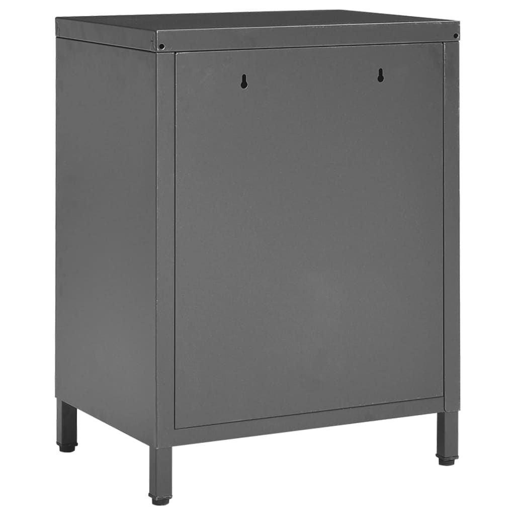 Comodini 2 pz Antracite 40x30x54,5 cm in Acciaio e Vetro | homemem39