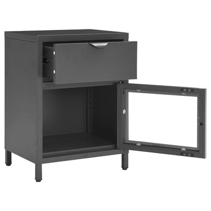 Comodini 2 pz Antracite 40x30x54,5 cm in Acciaio e Vetro | homemem39