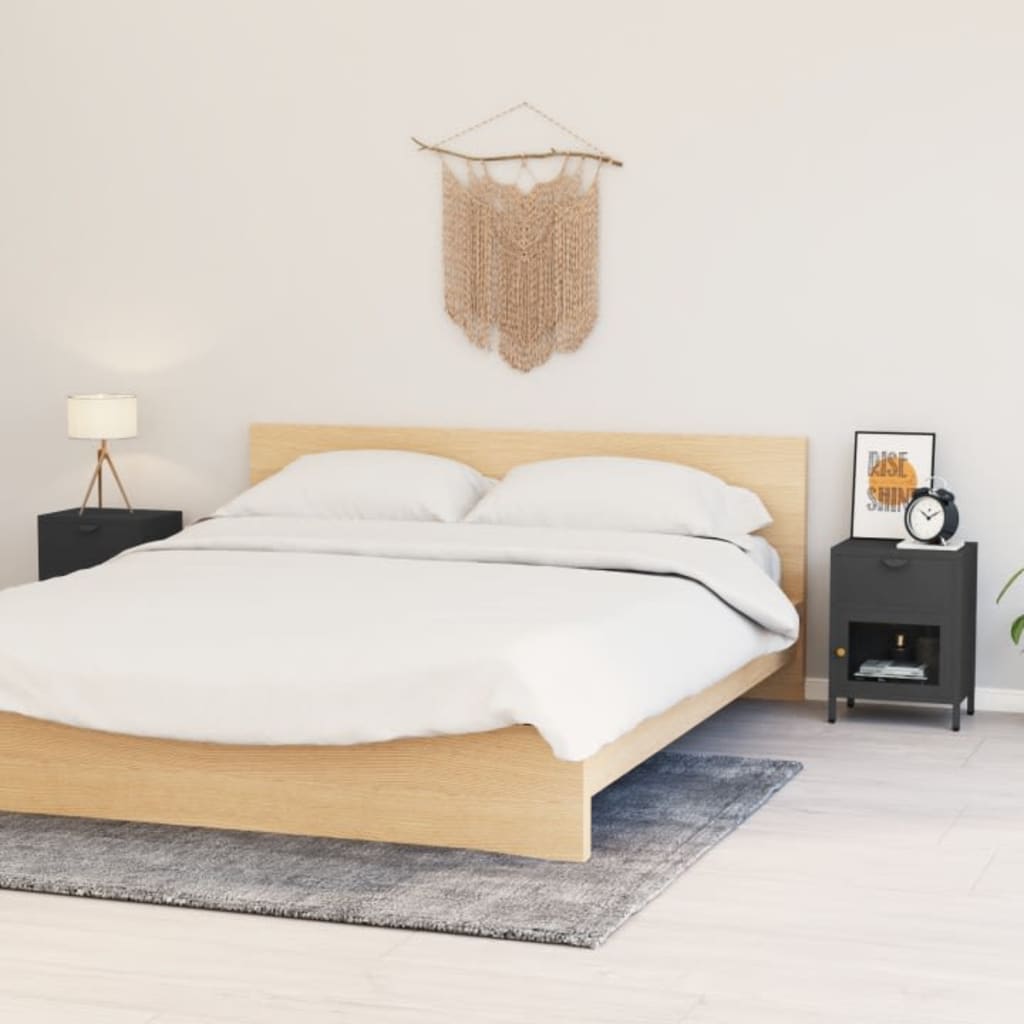Comodini 2 pz Antracite 40x30x54,5 cm in Acciaio e Vetro | homemem39