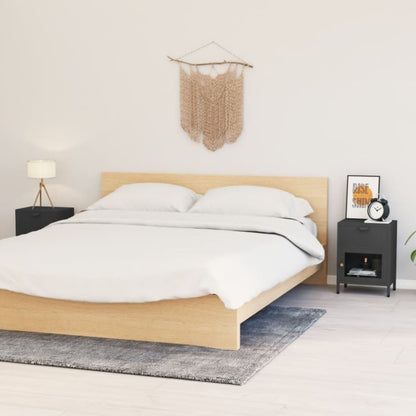 Comodini 2 pz Antracite 40x30x54,5 cm in Acciaio e Vetro | homemem39
