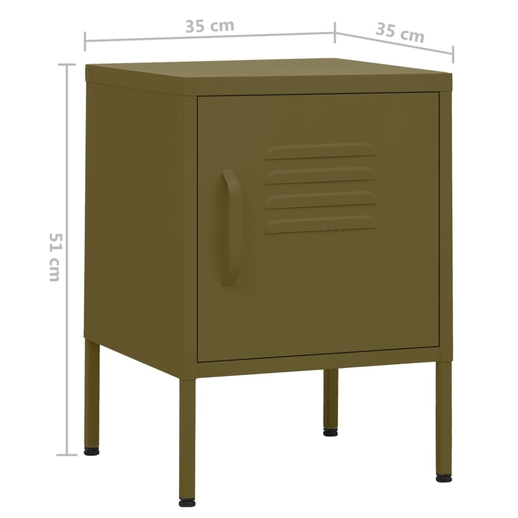 Comodini 2 pz Verde Oliva 35x35x51 cm in Acciaio | homemem39