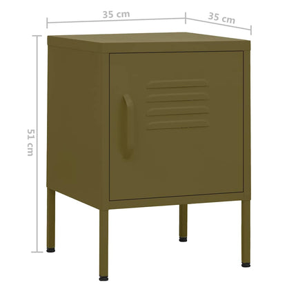 Comodini 2 pz Verde Oliva 35x35x51 cm in Acciaio