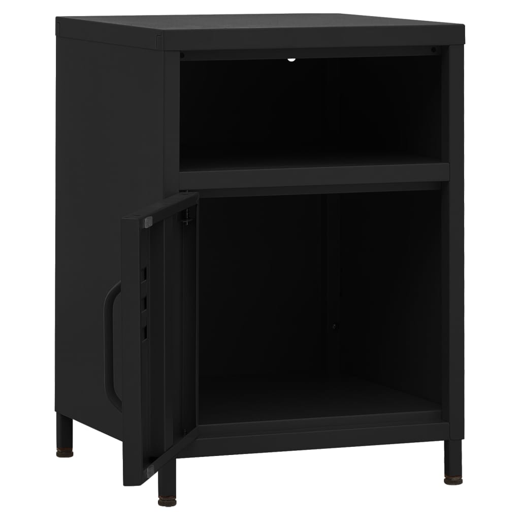 Comodini 2 pz Neri 35x35x51 cm in Acciaio | homemem39