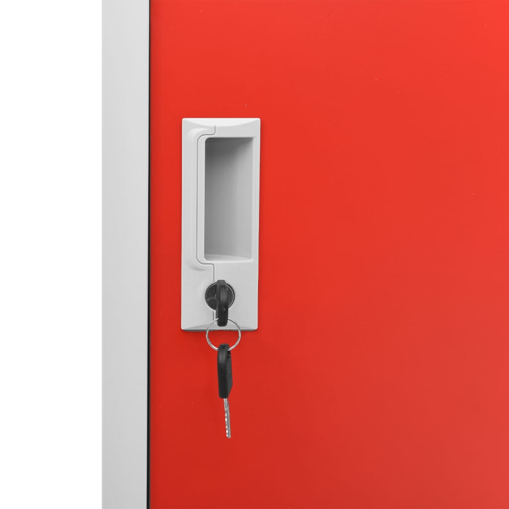 Armadietti Chiavi 5pz Grigio Chiaro Rosso 90x45x92,5cm Acciaio | homemem39