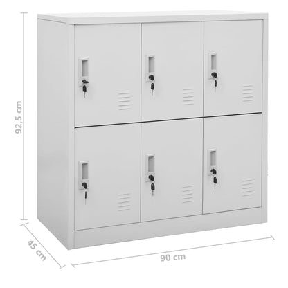 Armadietti con Chiave 2 pz Grigio Chiaro 90x45x92,5 cm Acciaio | homemem39