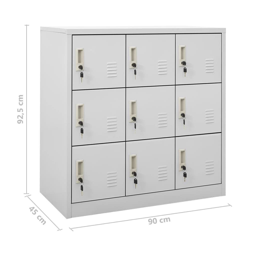 Armadietti con Chiave 2 pz Grigio Chiaro 90x45x92,5 cm Acciaio | homemem39
