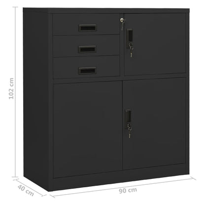 Armadio Ufficio con Fioriera Antracite 90x40x125 cm in Acciaio | homemem39