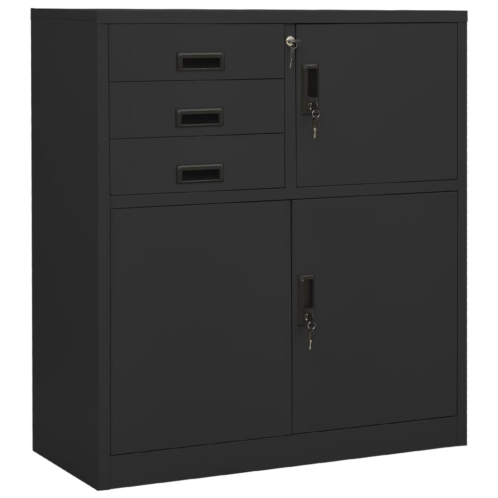 Armadio Ufficio con Fioriera Antracite 90x40x125 cm in Acciaio | homemem39