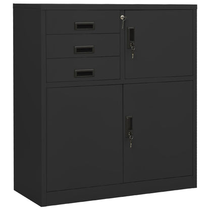 Armadio Ufficio con Fioriera Antracite 90x40x125 cm in Acciaio | homemem39