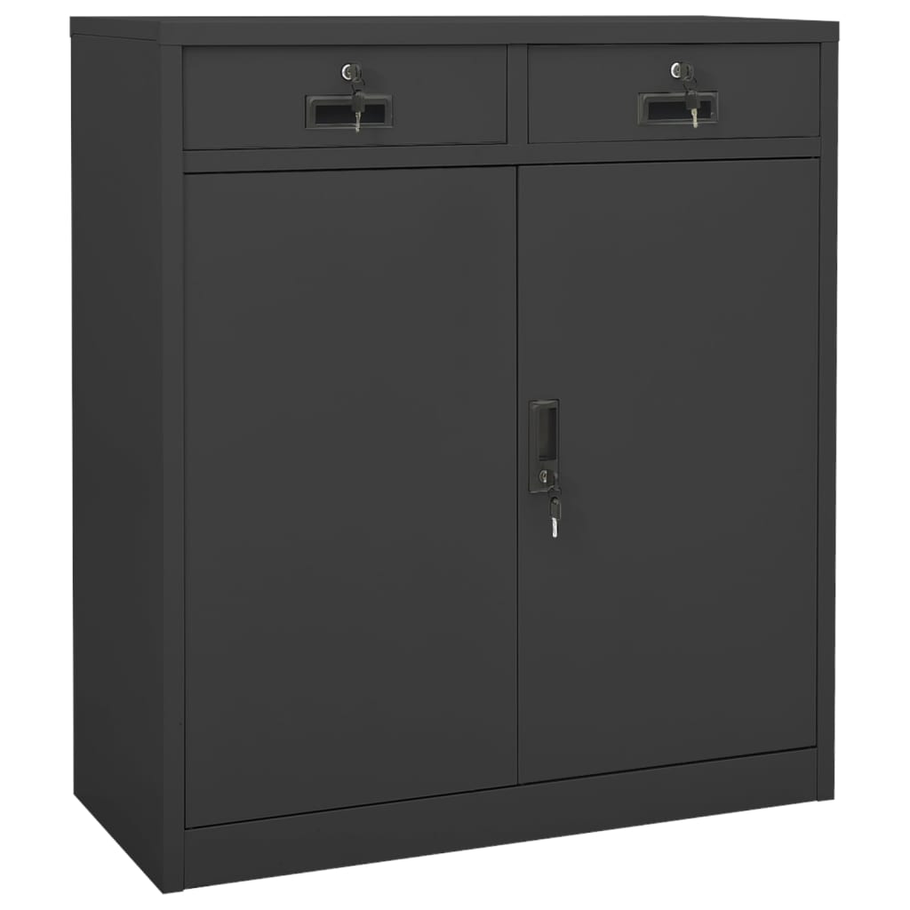 Armadio Ufficio con Fioriera Antracite 90x40x125 cm in Acciaio | homemem39
