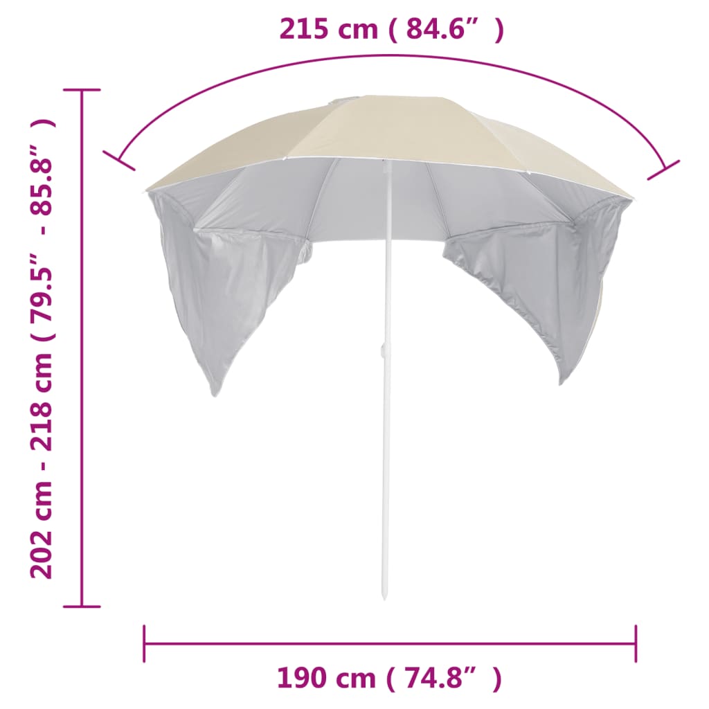 Ombrellone da Spiaggia con Teli Laterali Sabbia 215 cm - homemem39