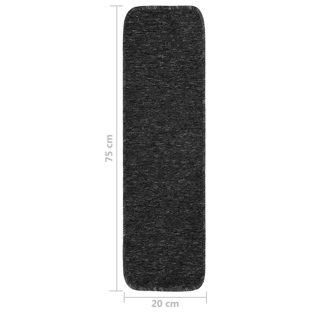 Tappetini per Scale 15 pz 75x20 cm Antracite Antiscivolo | homemem39