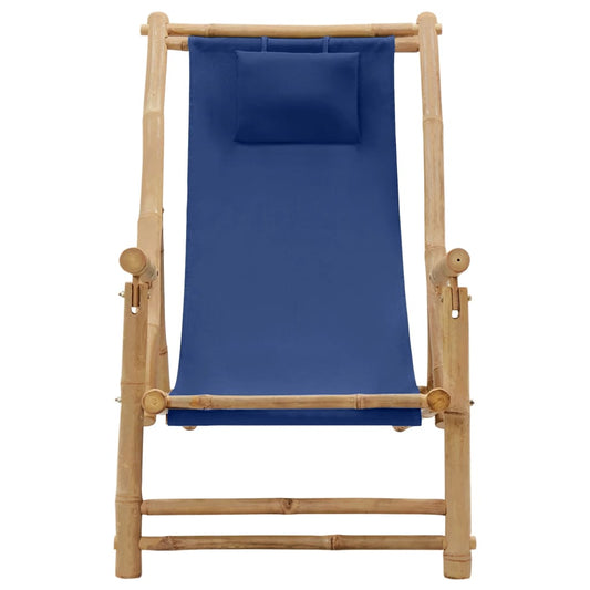 Sedia a Sdraio in Bambù e Tela Blu Marino - homemem39