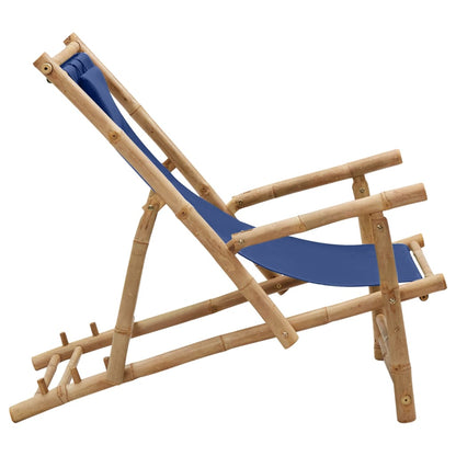 Sedia a Sdraio in Bambù e Tela Blu Marino - homemem39