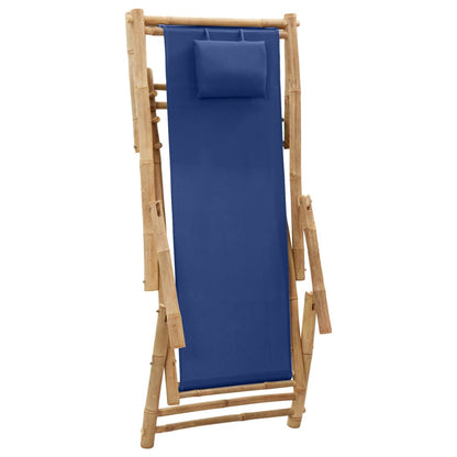 Sedia a Sdraio in Bambù e Tela Blu Marino - homemem39