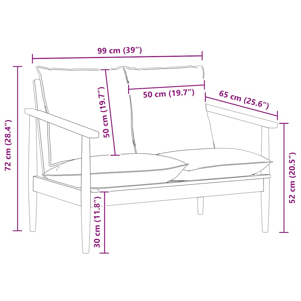 Divano 2 Posti Nero Vera Pelle e Legno Massello Acacia - homemem39