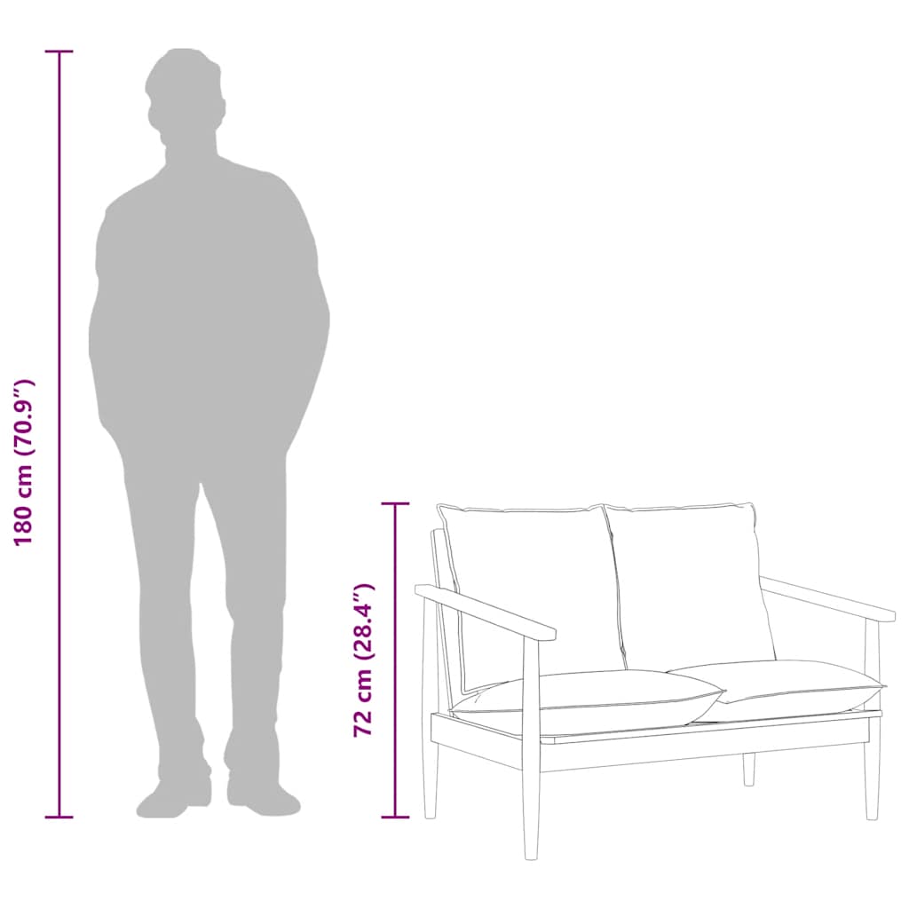 Divano 2 Posti Nero Vera Pelle e Legno Massello Acacia - homemem39