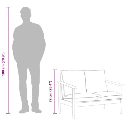 Divano 2 Posti Nero Vera Pelle e Legno Massello Acacia - homemem39