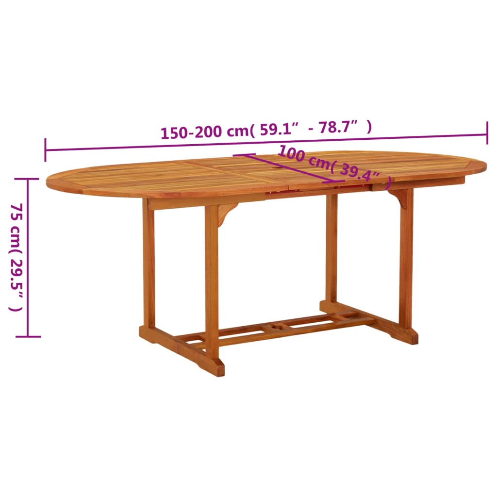 Tavolo da Giardino 200x100x75 cm in Legno Massello di Eucalipto | homemem39