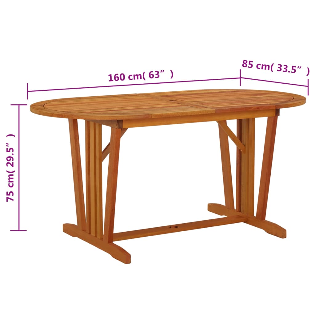 Tavolo da Giardino 160x85x75 cm in Legno Massello di Eucalipto - homemem39