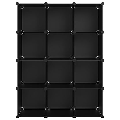 Organizzatore Portaoggetti con 12 Cubi Nero in PP