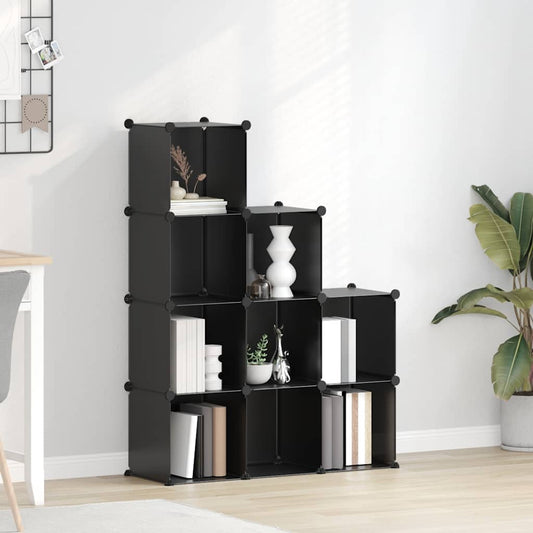 Aufbewahrungsorganisator mit 9 schwarzen Würfeln aus PP