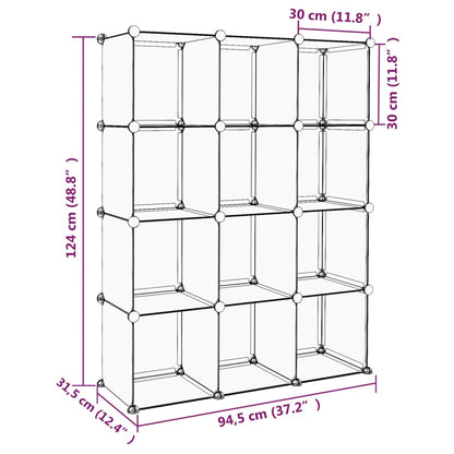 Organizzatore Portaoggetti con 12 Cubi Trasparenti in PP - homemem39