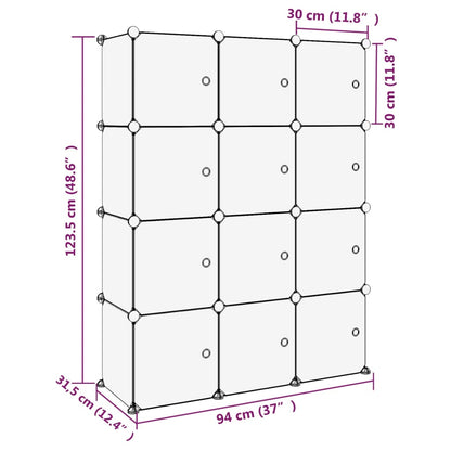 Organizzatore Portaoggetti con 12 Cubi e Ante Trasparenti in PP - homemem39