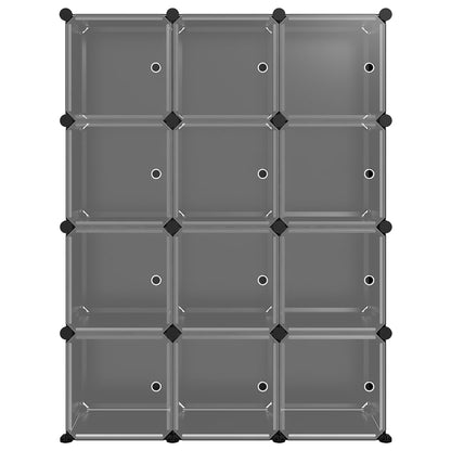 Organizzatore Portaoggetti con 12 Cubi e Ante Trasparenti in PP - homemem39