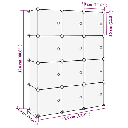 Organizzatore Portaoggetti con 12 Cubi e Ante Trasparenti in PP - homemem39