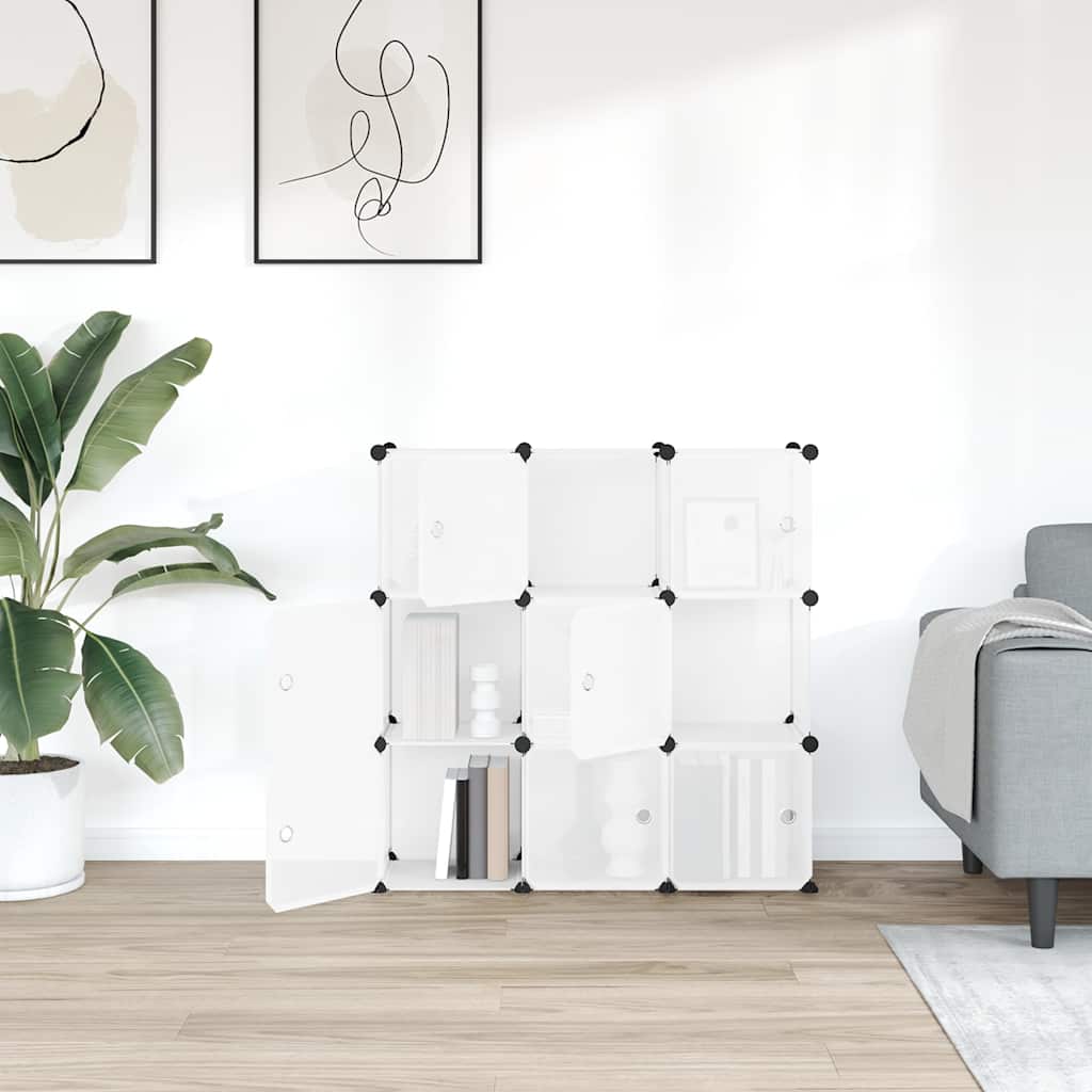 Contenitore a Cubo con 9 Cubi e Ante Trasparente PP